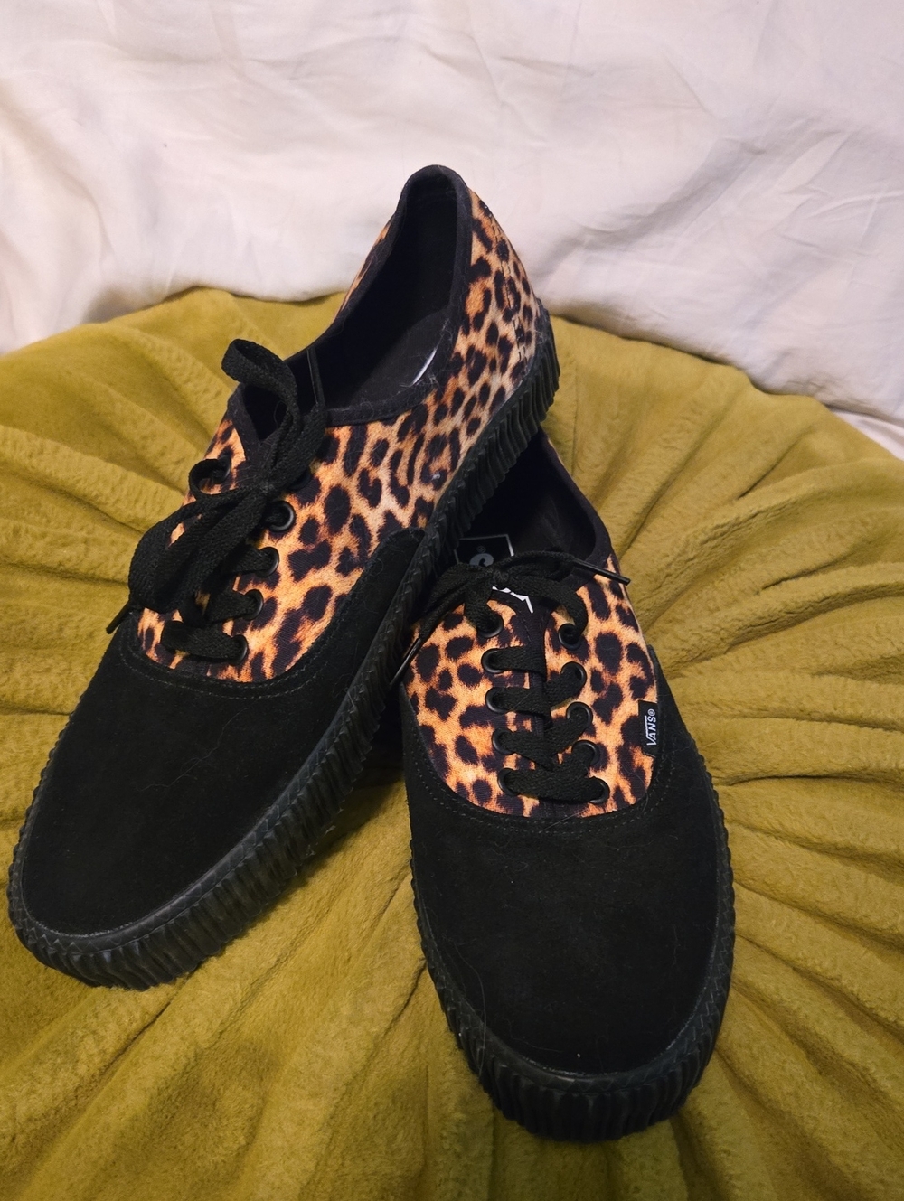 Vans Leopard Print Canvas Sneakers - Black & Orange